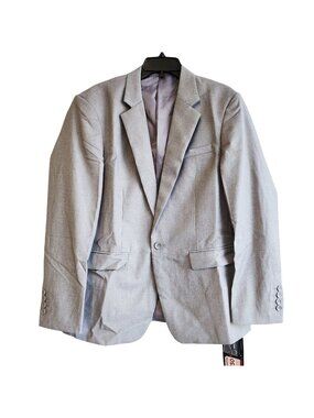 Mens Light Gray Blazer Jacket Size Medium Polyester Single Button